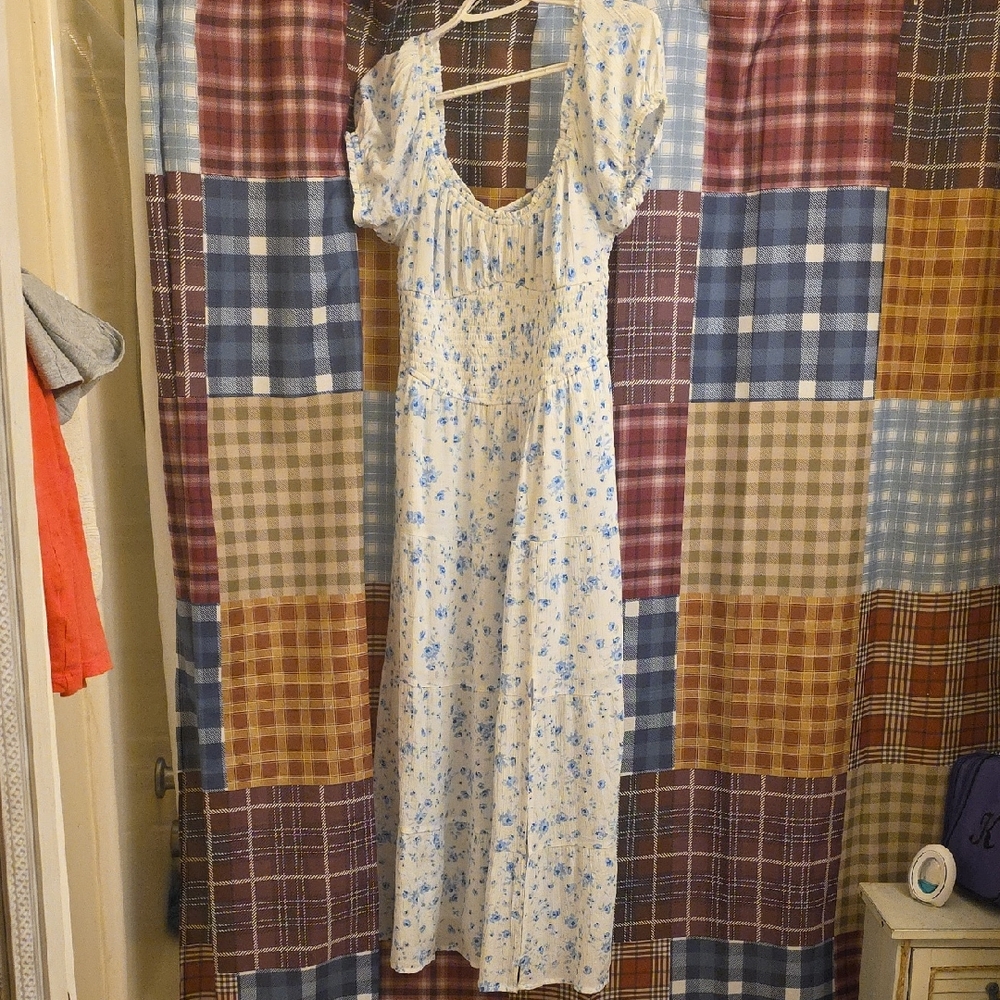 Aeropostale Red and Blue Maxi Sundress Sleeveless Scoop Neck